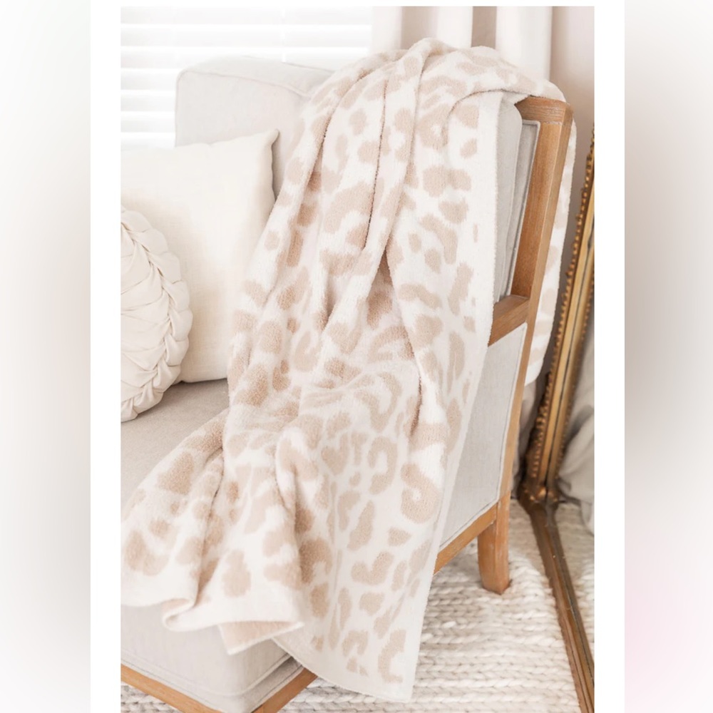 Pink lily Make Me Believe Taupe Leopard Print Blanket